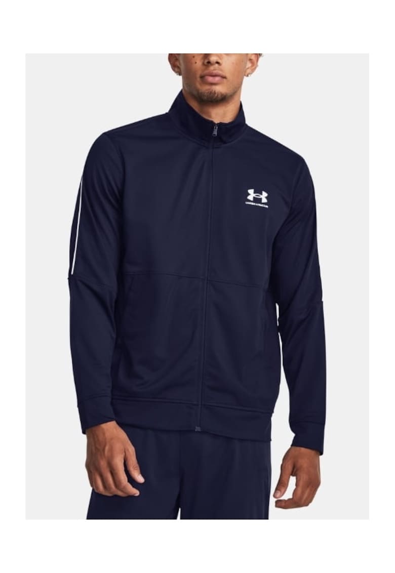 Bluza sport barbati UA Pique Track cu imprimeu cu logo - Bleumarin