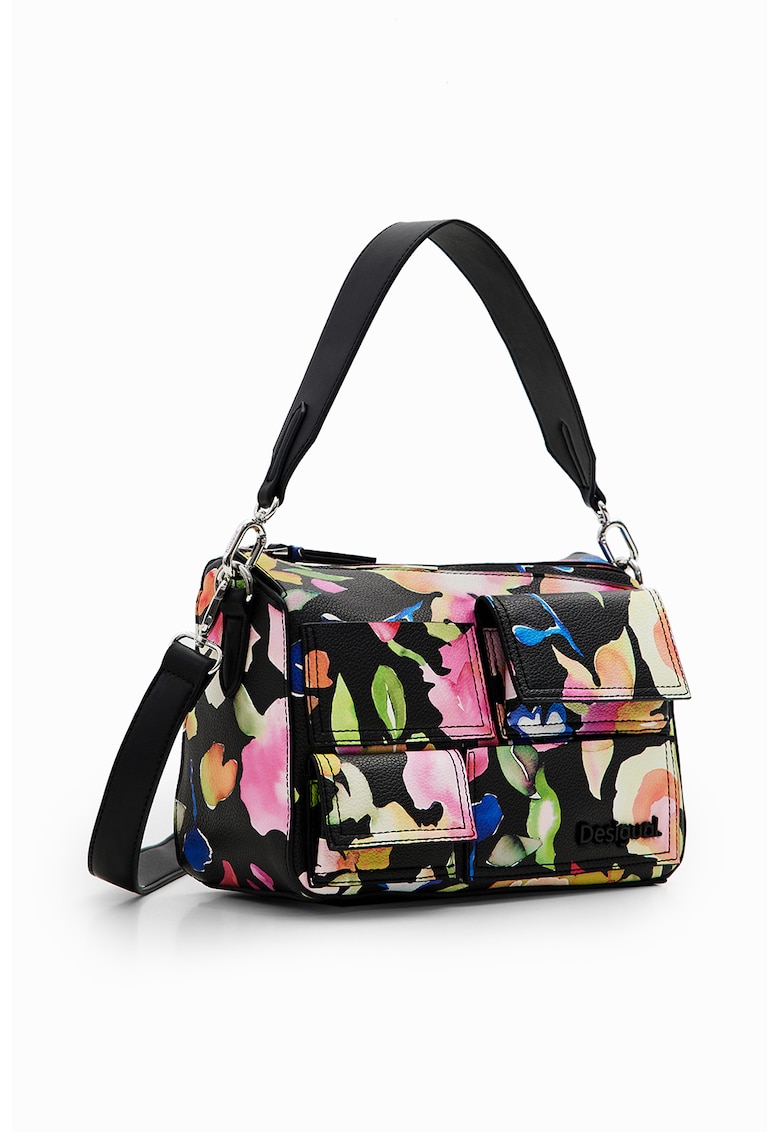 Geanta crossbody cu imprimeu abstract si buzunare multiple