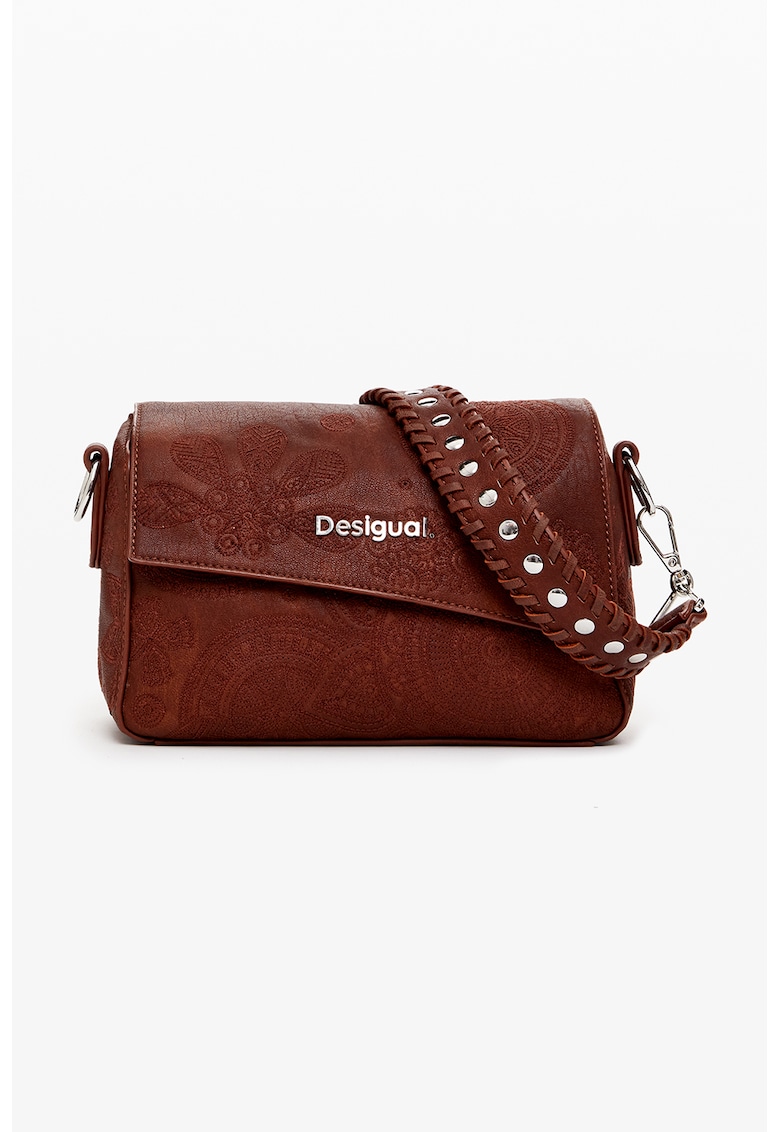 Geanta crossbody de piele ecologica cu garnituri cusute