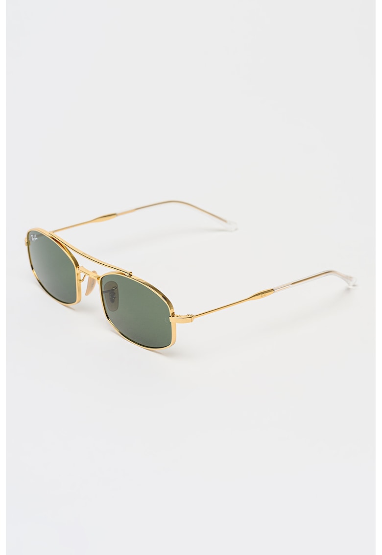 Ochelari de soare ovali cu rama metalica si model unisex - Auriu antichizat
