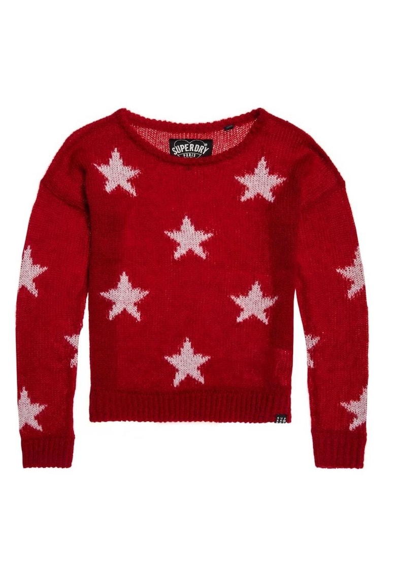 Pulover dama - Superdry - Acril/Lana - Rosu -