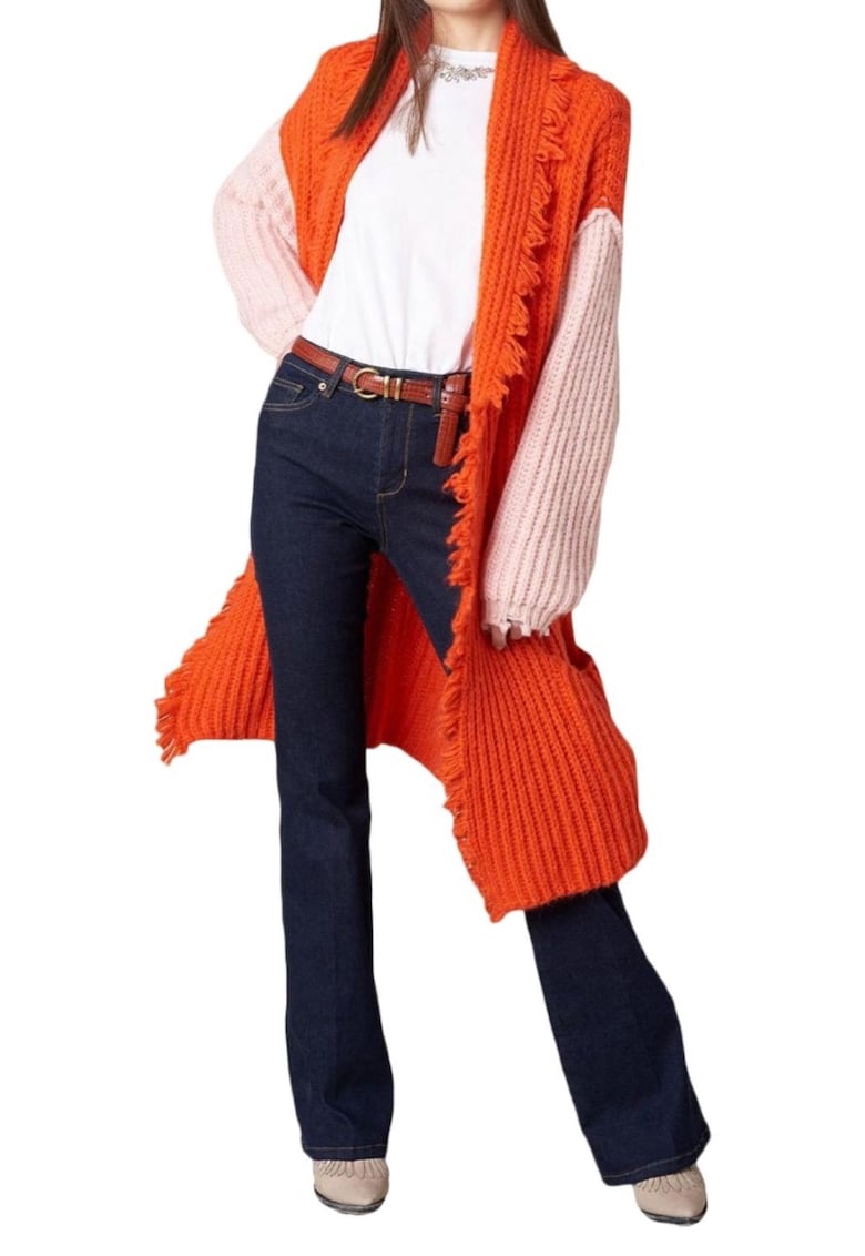 Cardigan Dama - Nylon/Viscoza - Portocaliu -