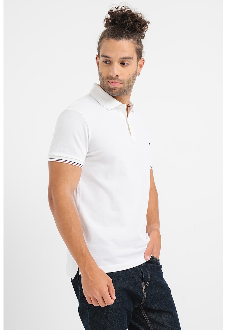 Tricou polo slim fit din amestec de bumbac organic