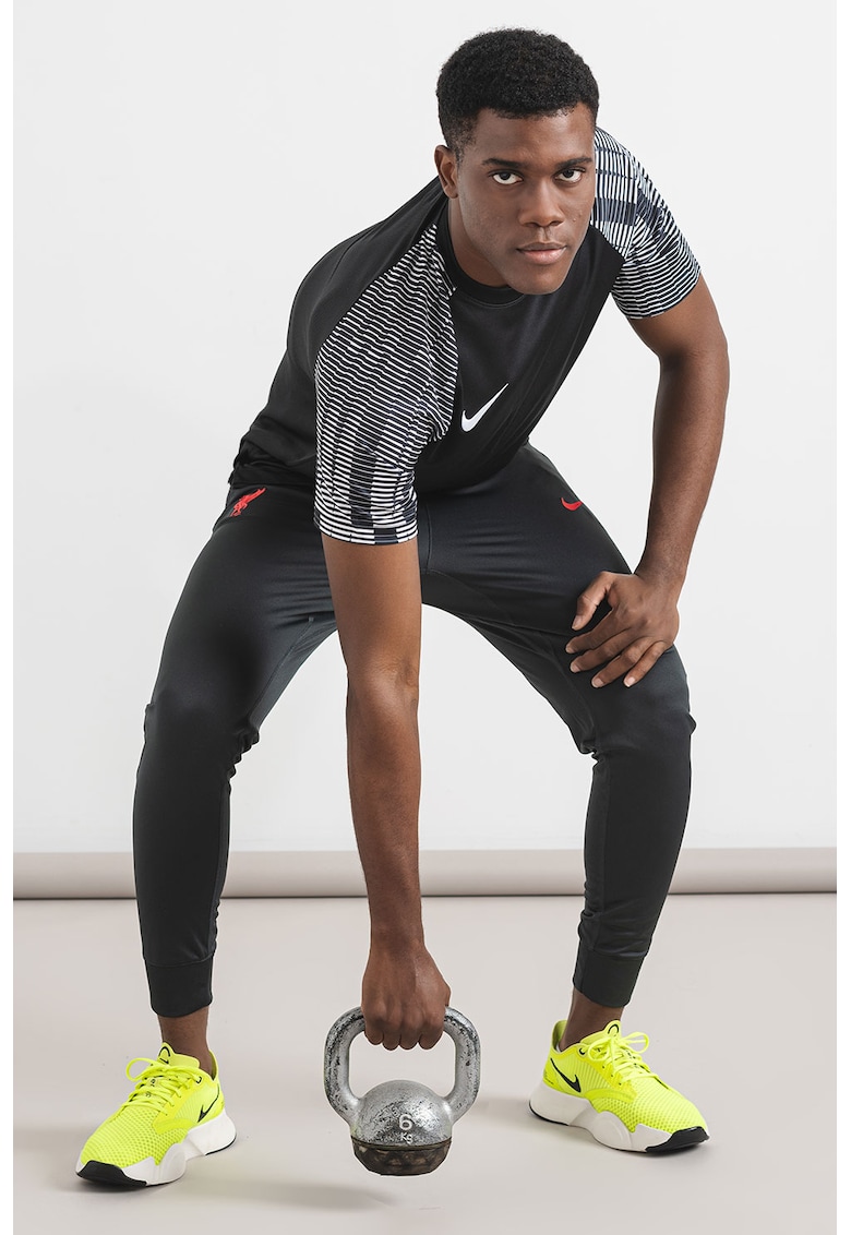 Tricou cu tehnologie Dri-FIT si maneci raglan - pentru fotbal Academy - Alb/Negru stins