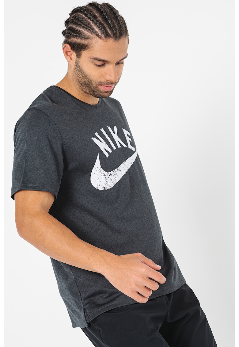 Tricou cu Dri-FIT pentru alergare Miler Swoosh - Alb/Gri antracit
