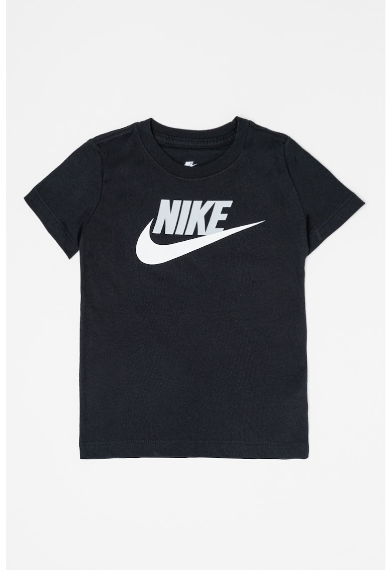 Tricou cu decolteu la baza gatului si imprimeu logo Futura - Alb/Negru/Gri deschis