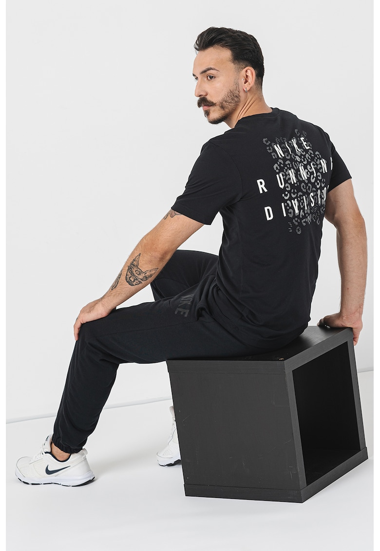 Tricou cu imprimeu - pentru alergare - Negru stins