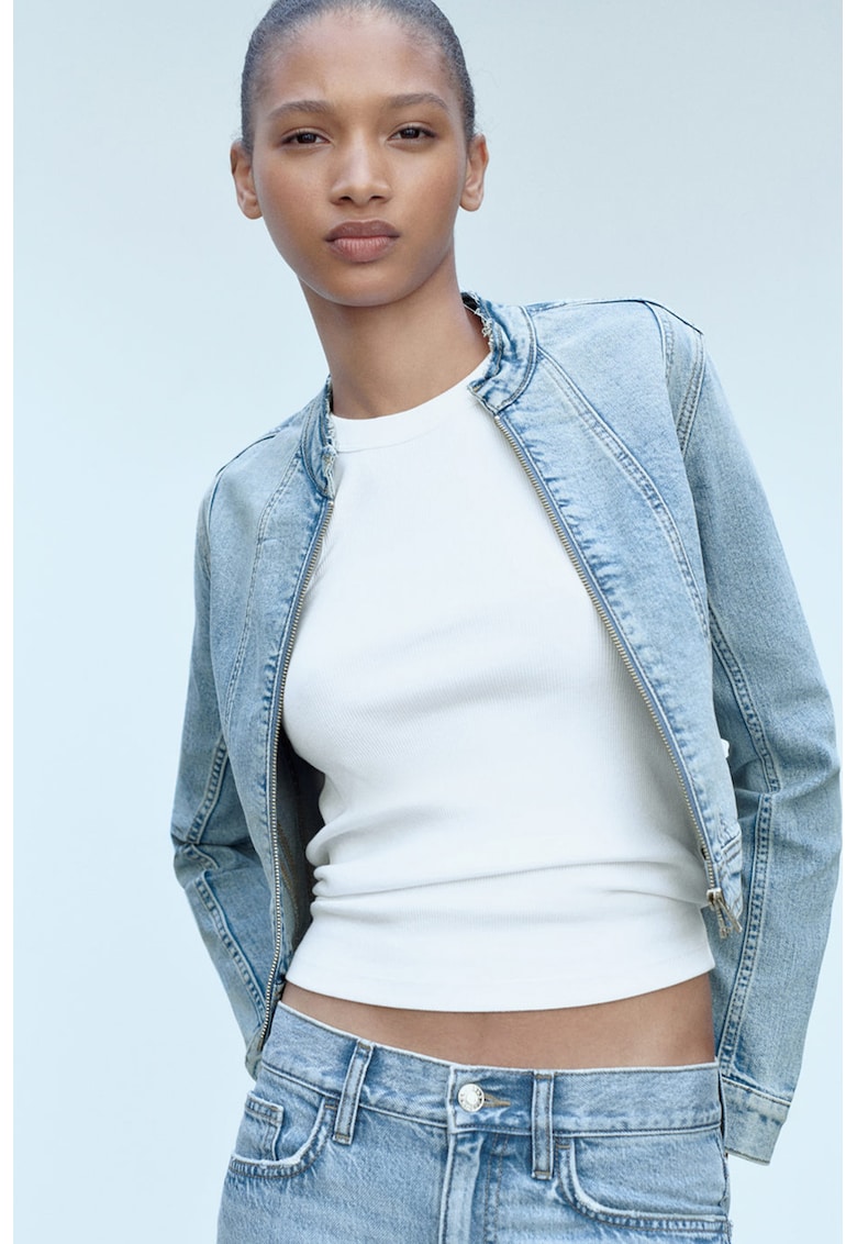 Jacheta crop de denim Candela