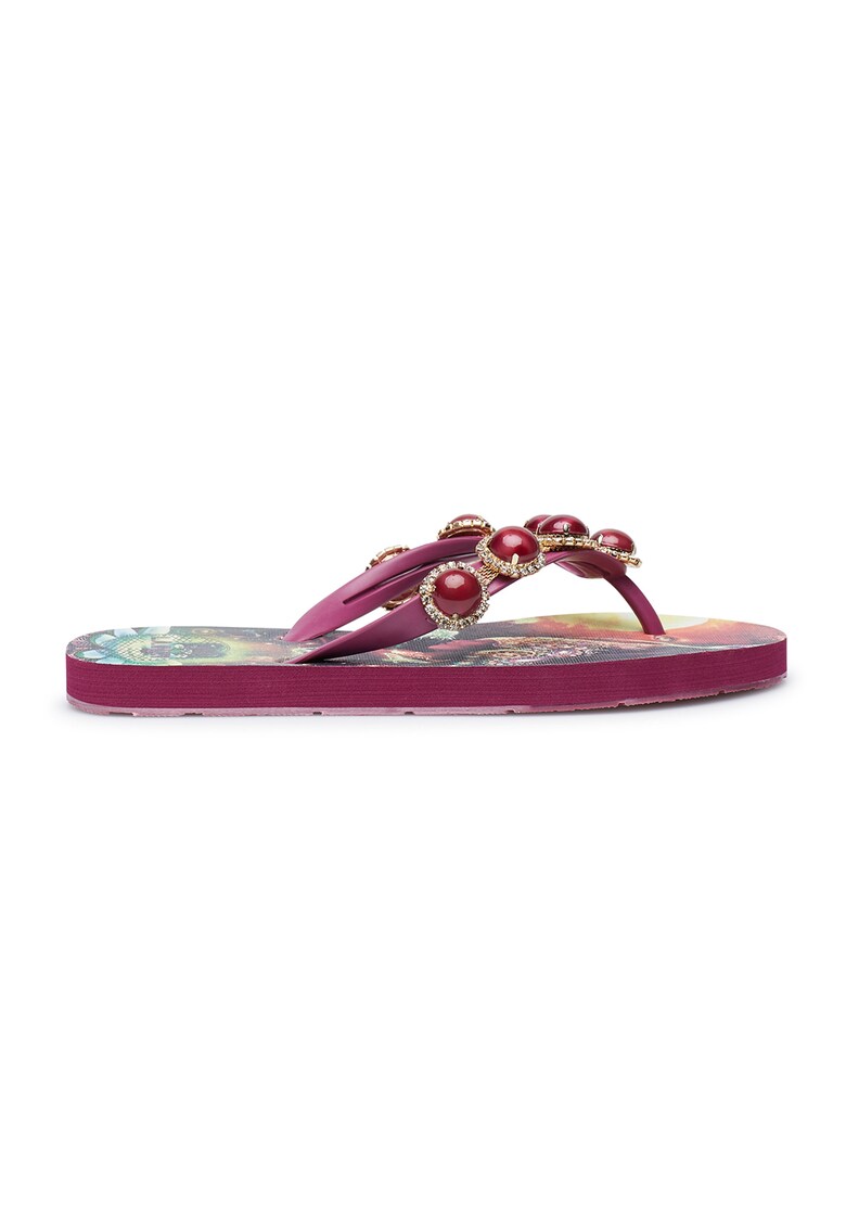 Papuci flip-flop cu model si strasuri