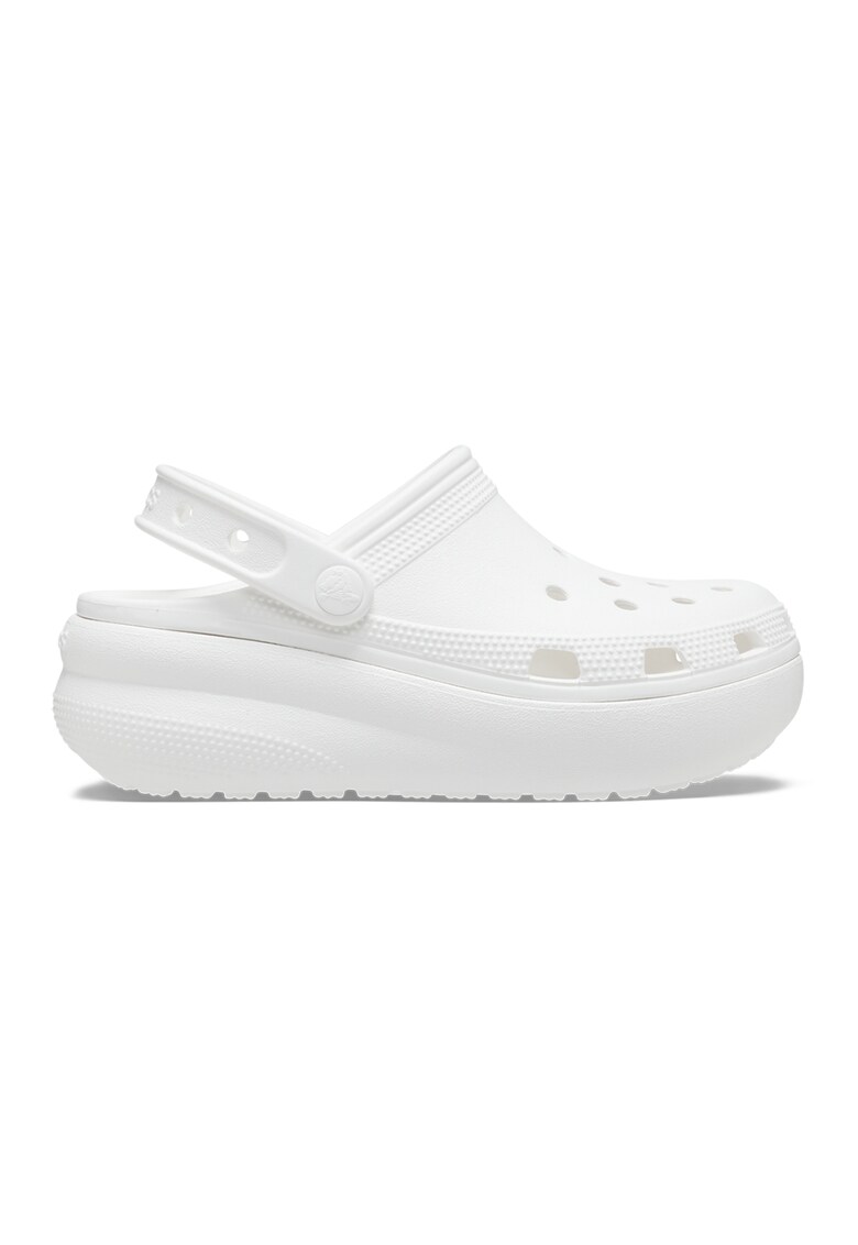 Saboti slingback cu talpa wedge si aspect perforat Cutie - Alb