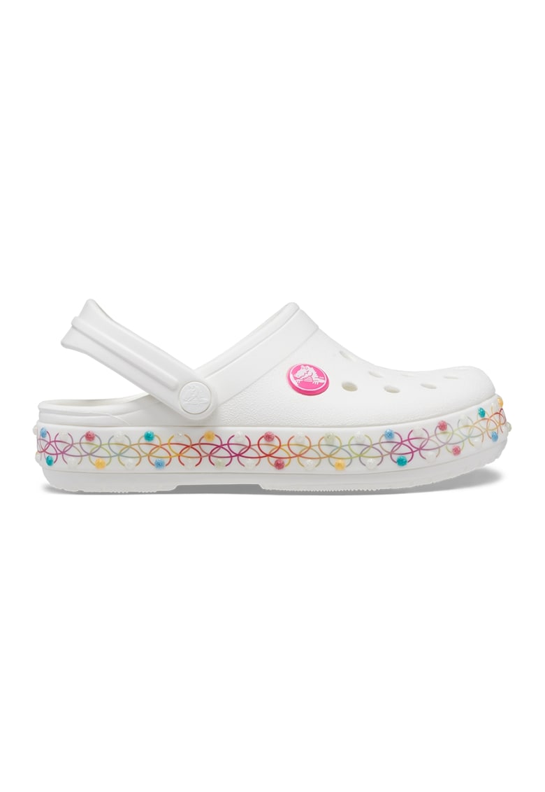 Saboti slingback cu perforatii - Alb/Roz