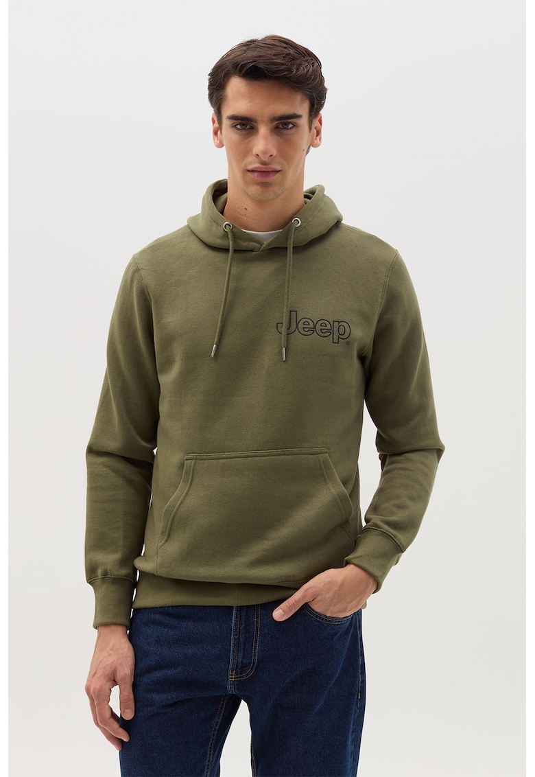 Hanorac cu buzunar kangaroo - Verde aquamarin