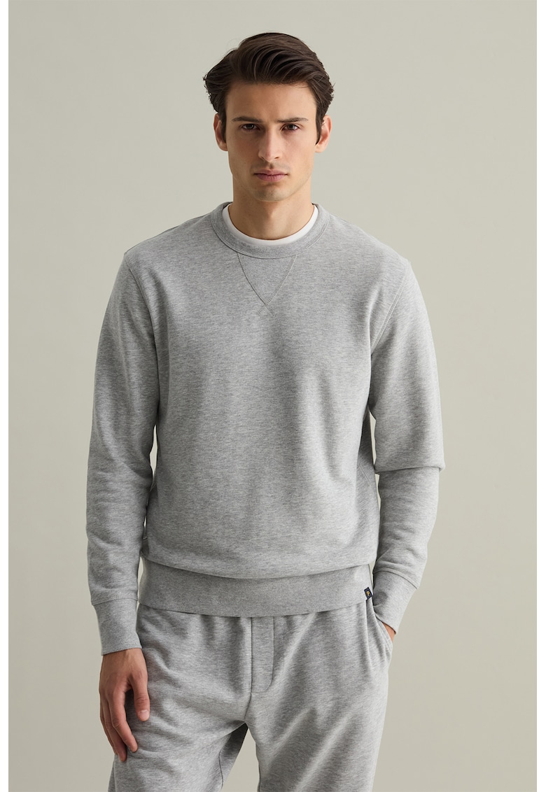 Bluza de trening cu decolteu la baza gatului - Gri deschis melange