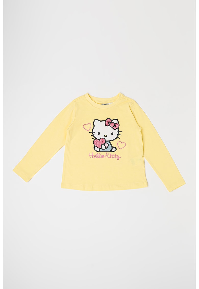 Bluza de trening cu decolteu la baza gatului si imprimeu Hello Kitty