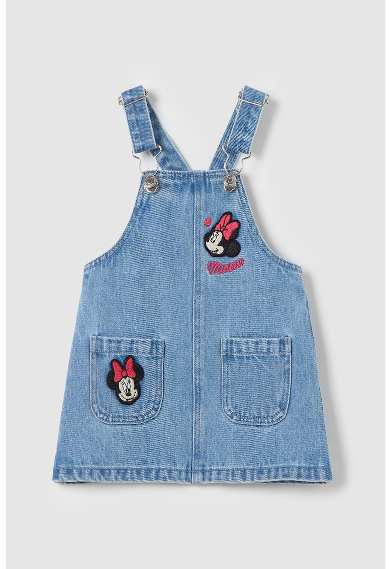 Salopeta din denim cu broderie Minnie Mouse