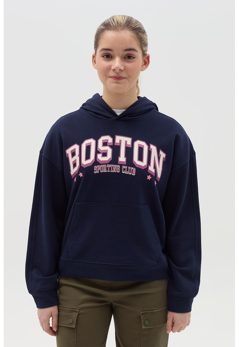 Hanorac de bumbac cu imprimeu text