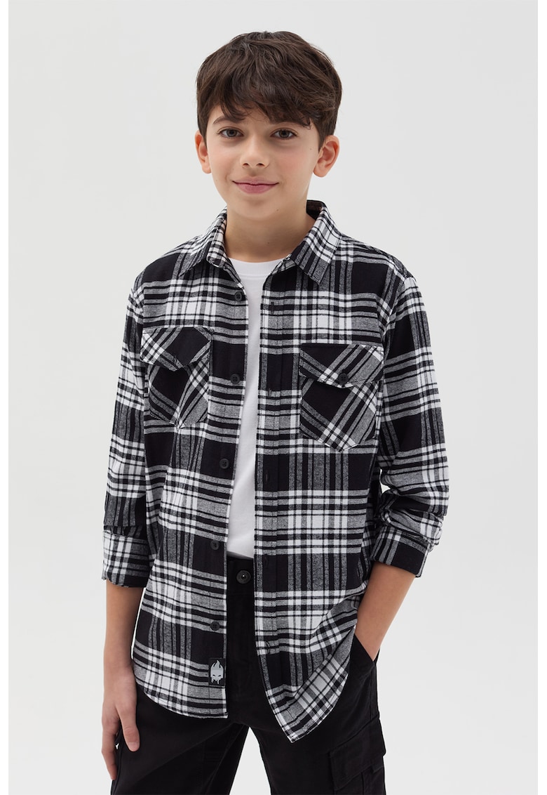 Jacheta-camasa din bumbac cu model in carouri