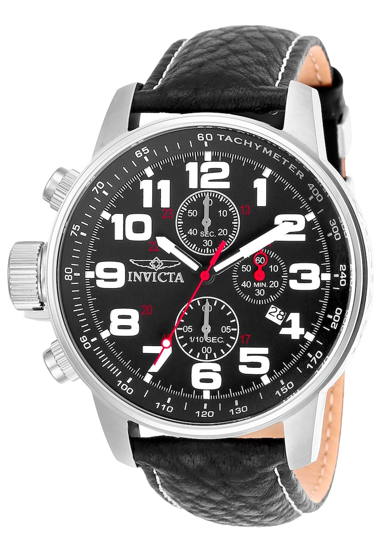 Ceas barbati - 277 - multifunctional - cronograf - curea din piele - negru - 46mm