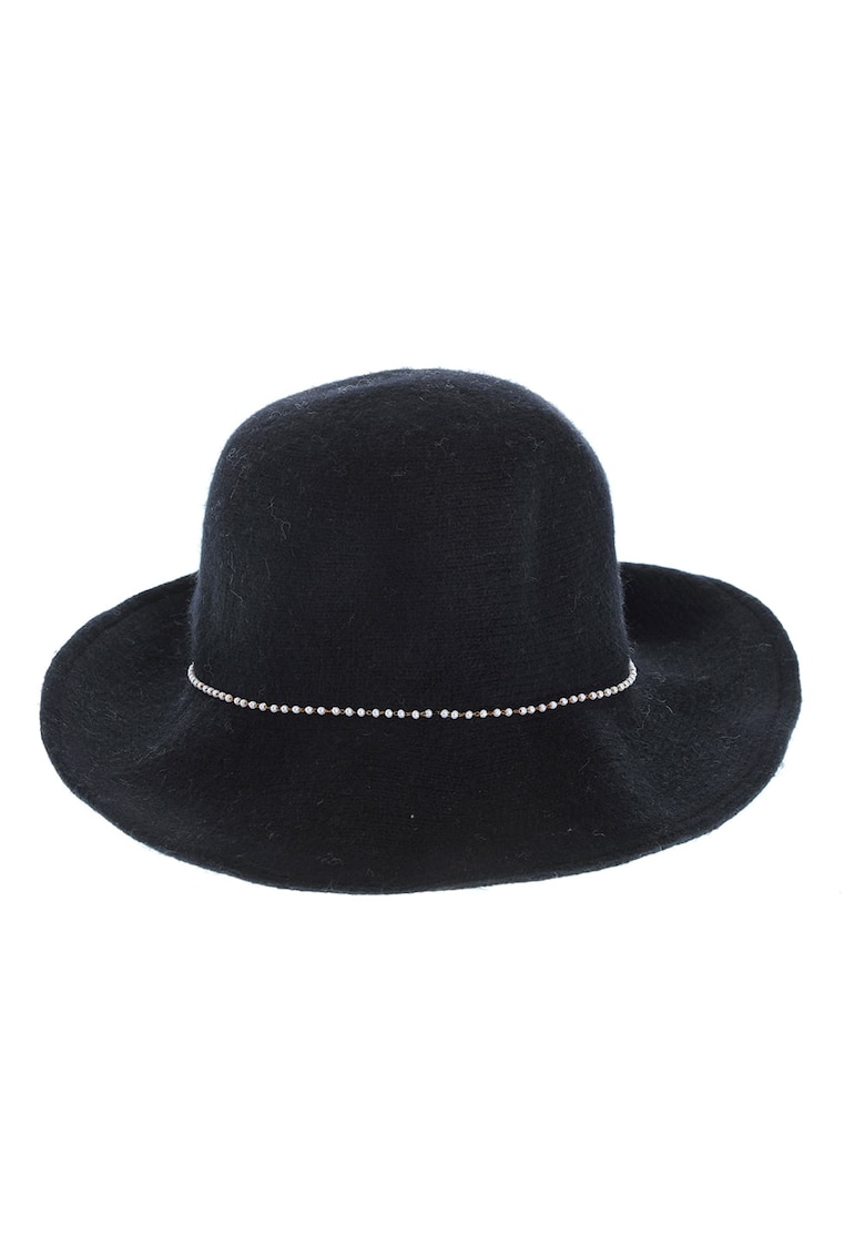 Palarie neagra cu margele albe