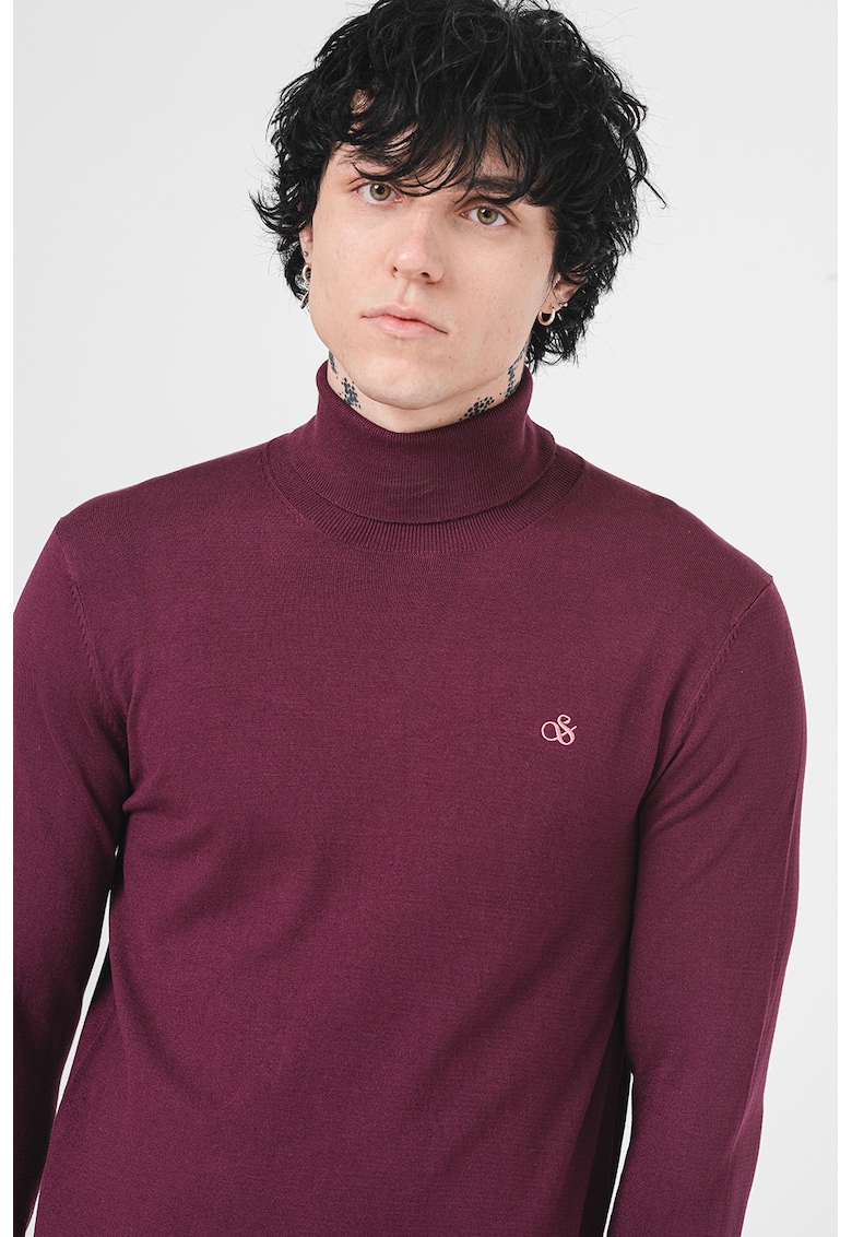 Pulover cu guler inalt si broderie logo