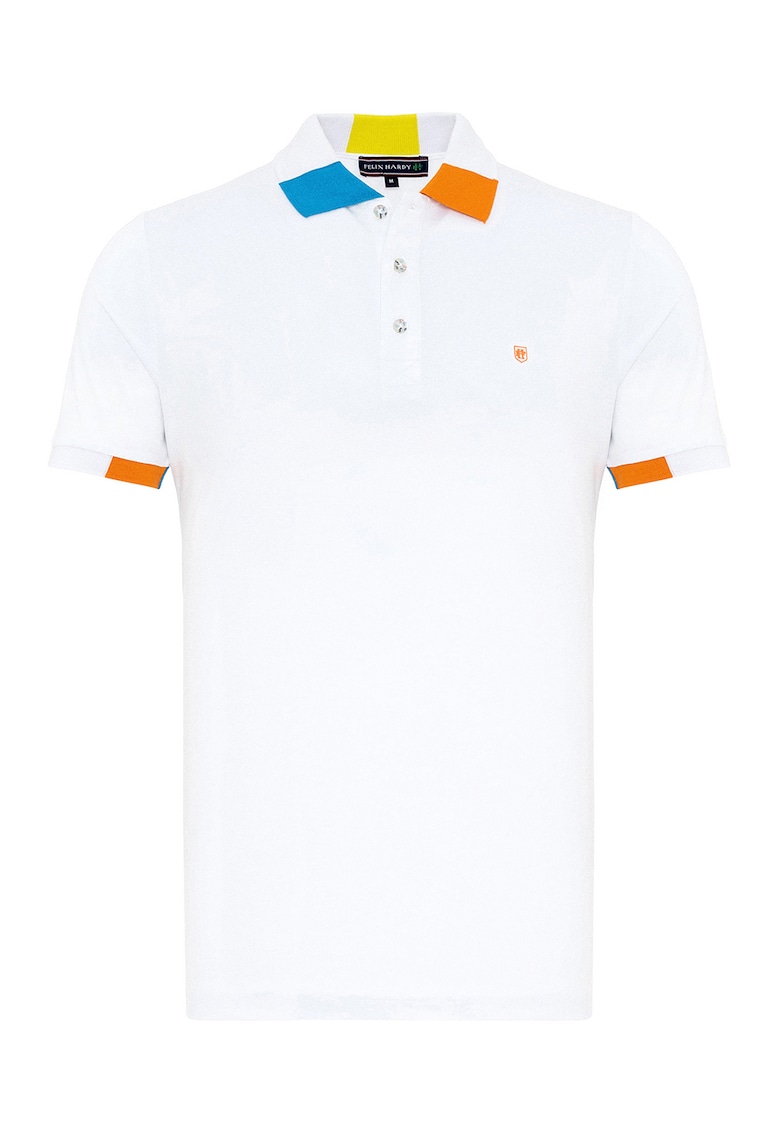 Tricou polo cu detalii contrastante