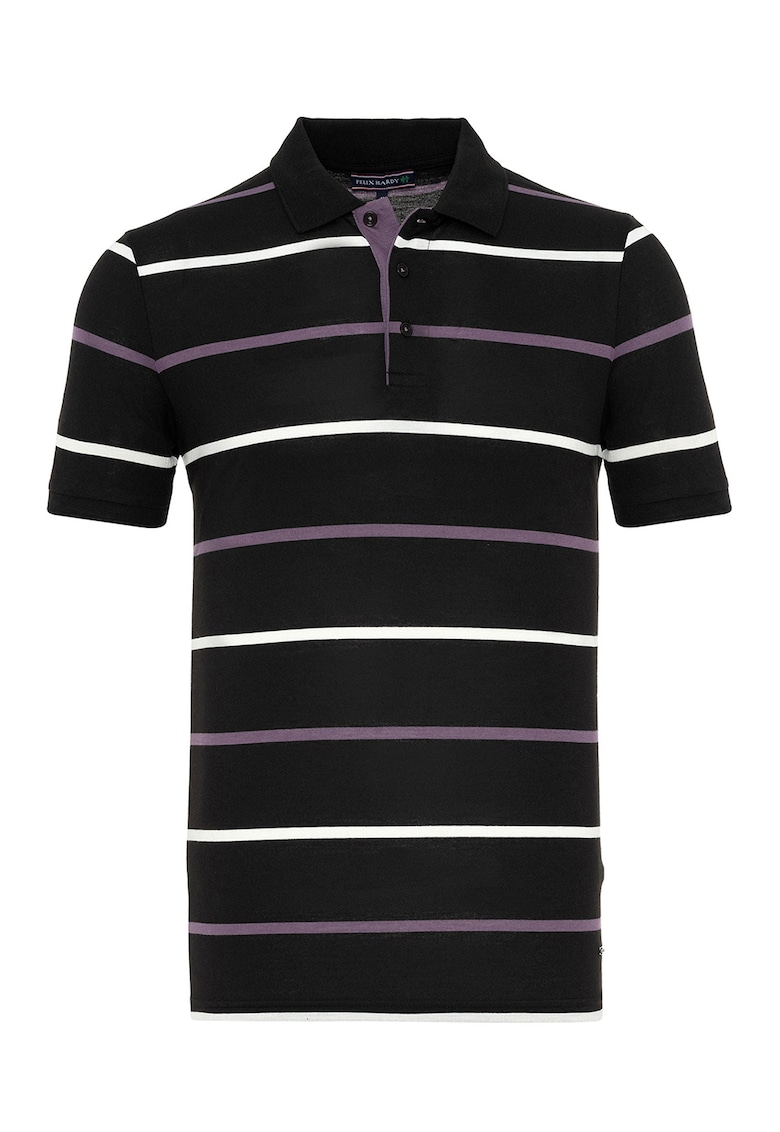 Tricou polo de bumbac cu model in dungi