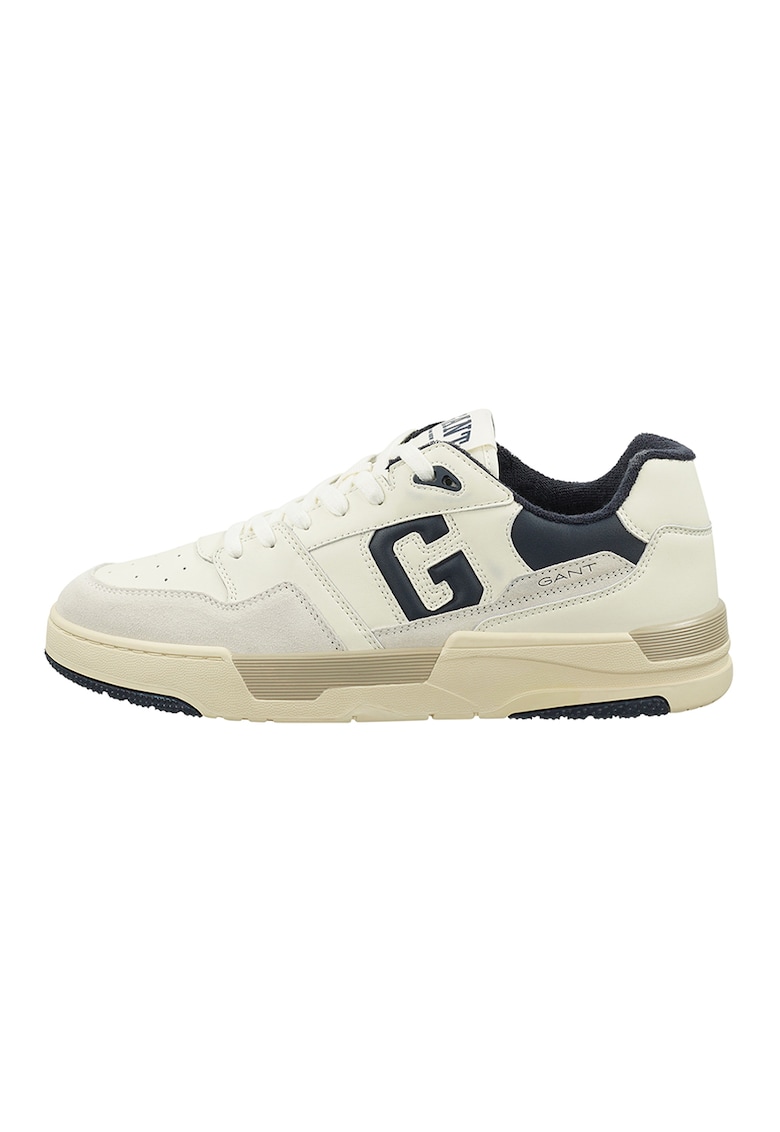 Pantofi sport din piele cu insertii din piele intoarsa Brookpal - Alb/Bleumarin