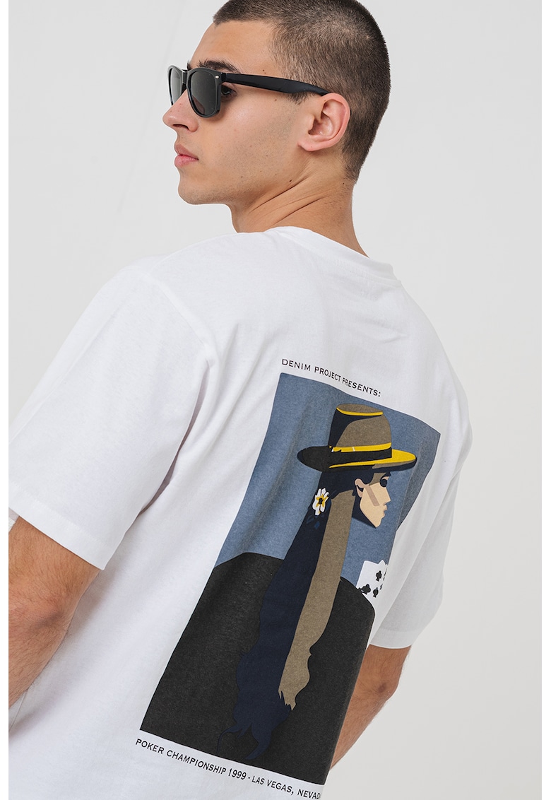 Tricou lejer din bumbac cu imprimeu grafic pe partea din spate