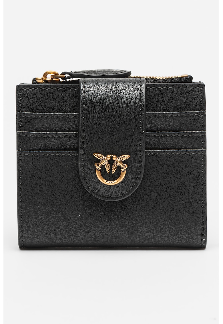 Portofel din piele cu logo metalic