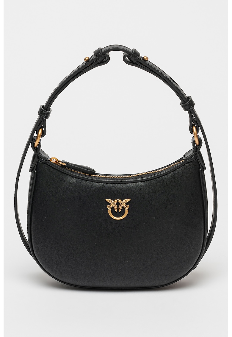 Geanta semiluna de piele cu bareta de umar