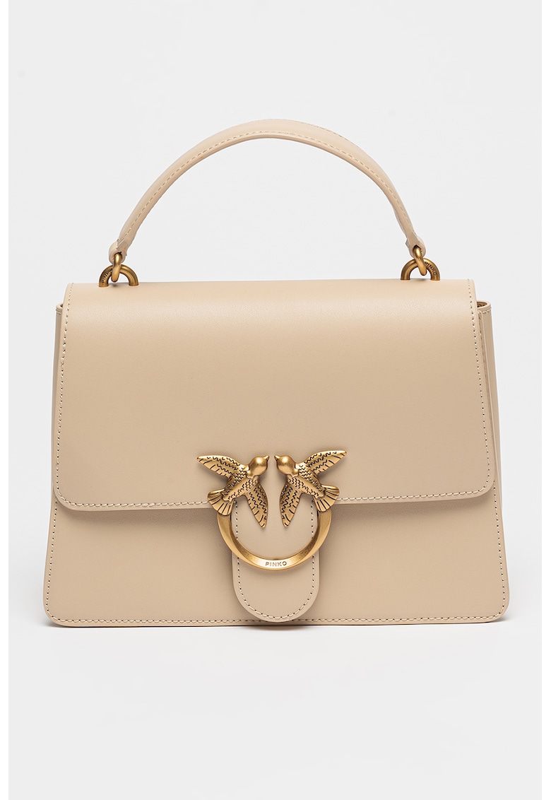 Geanta de piele cu bareta de umar Love One - Bej