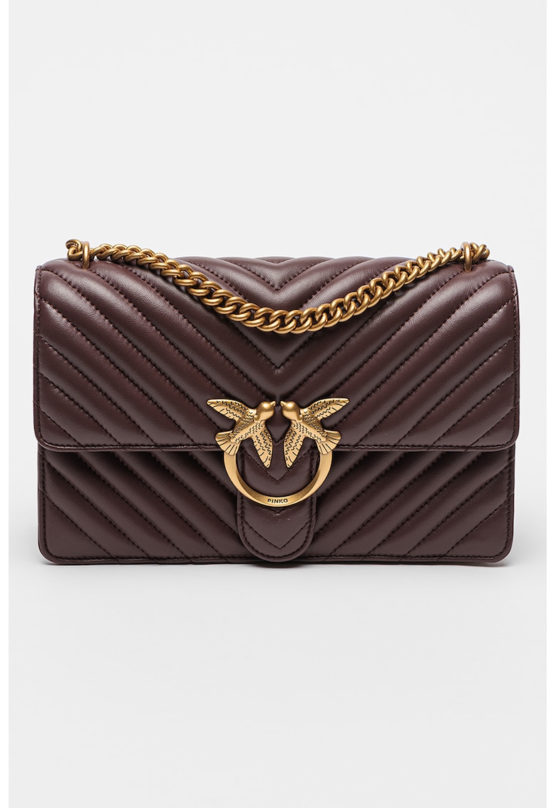 Geanta crossbody de piele Love One Classic - Violet aubergine