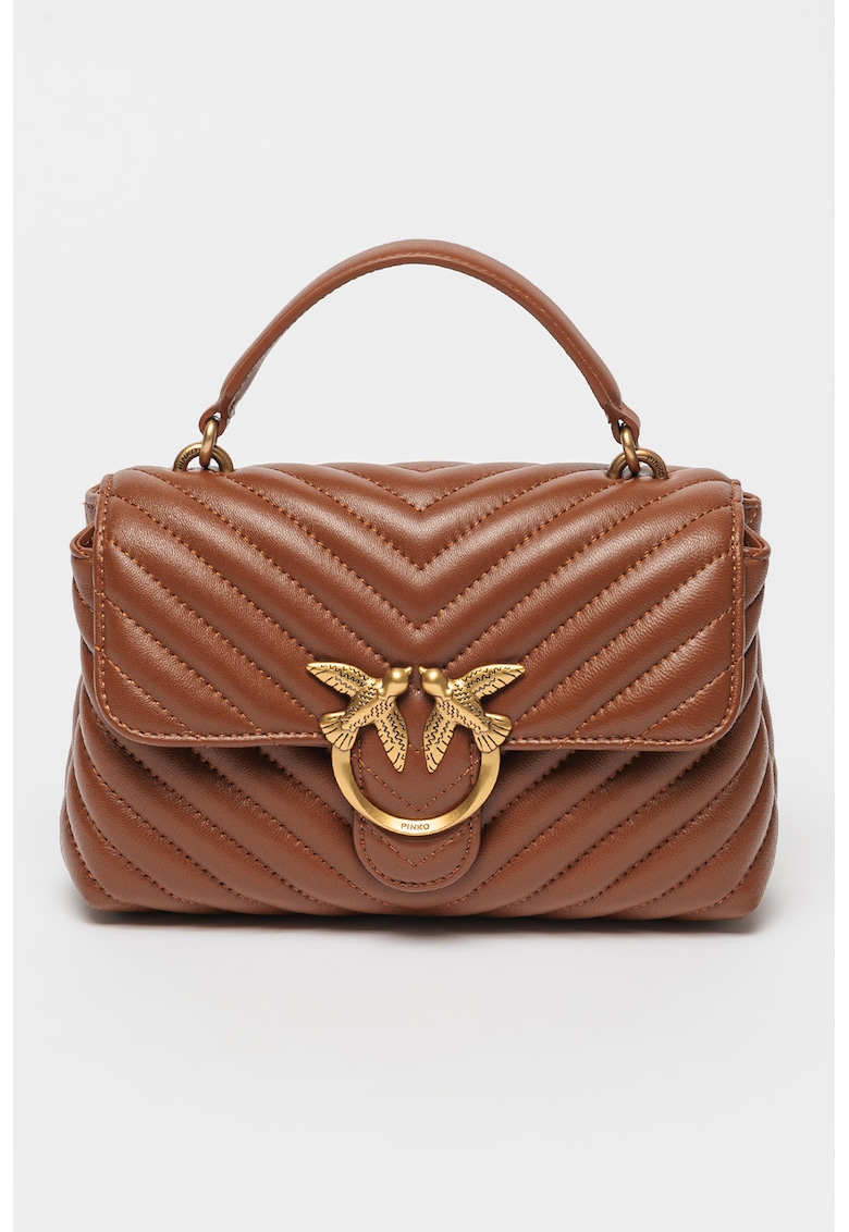 Geanta crossbody de piele cu aspect matlasat Love Lady Geanta crossbody de piele cu aspect matlasat Love Lady