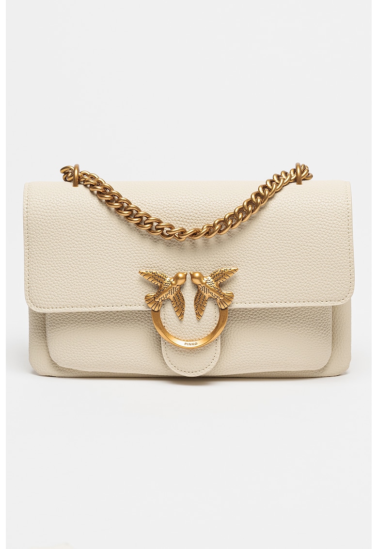 Pinko Geanta crossbody de piele Love Soft - Alb