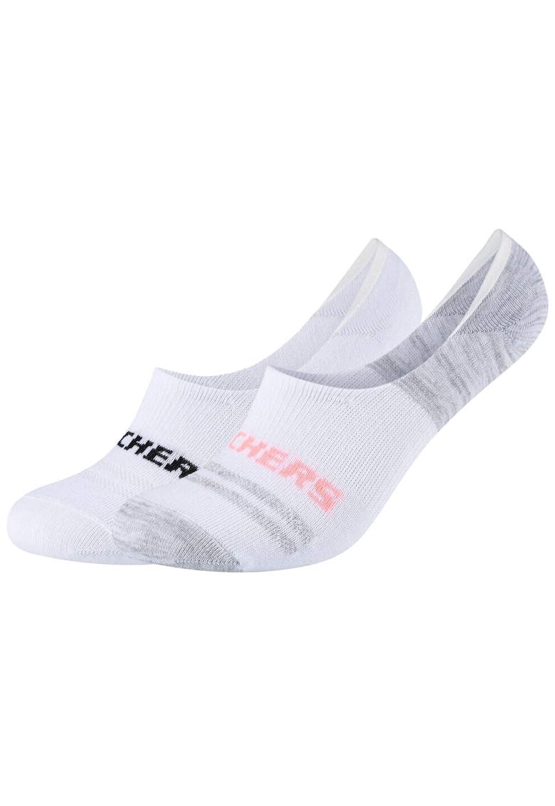 Skechers Set de sosete unisex foarte scurte - 2 perechi - Alb/Gri deschis