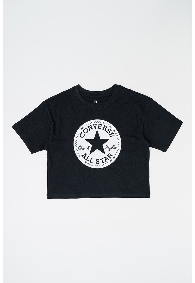 Tricou crop cu imprimeu logo Signature Chuck Tricou crop cu imprimeu logo Signature Chuck