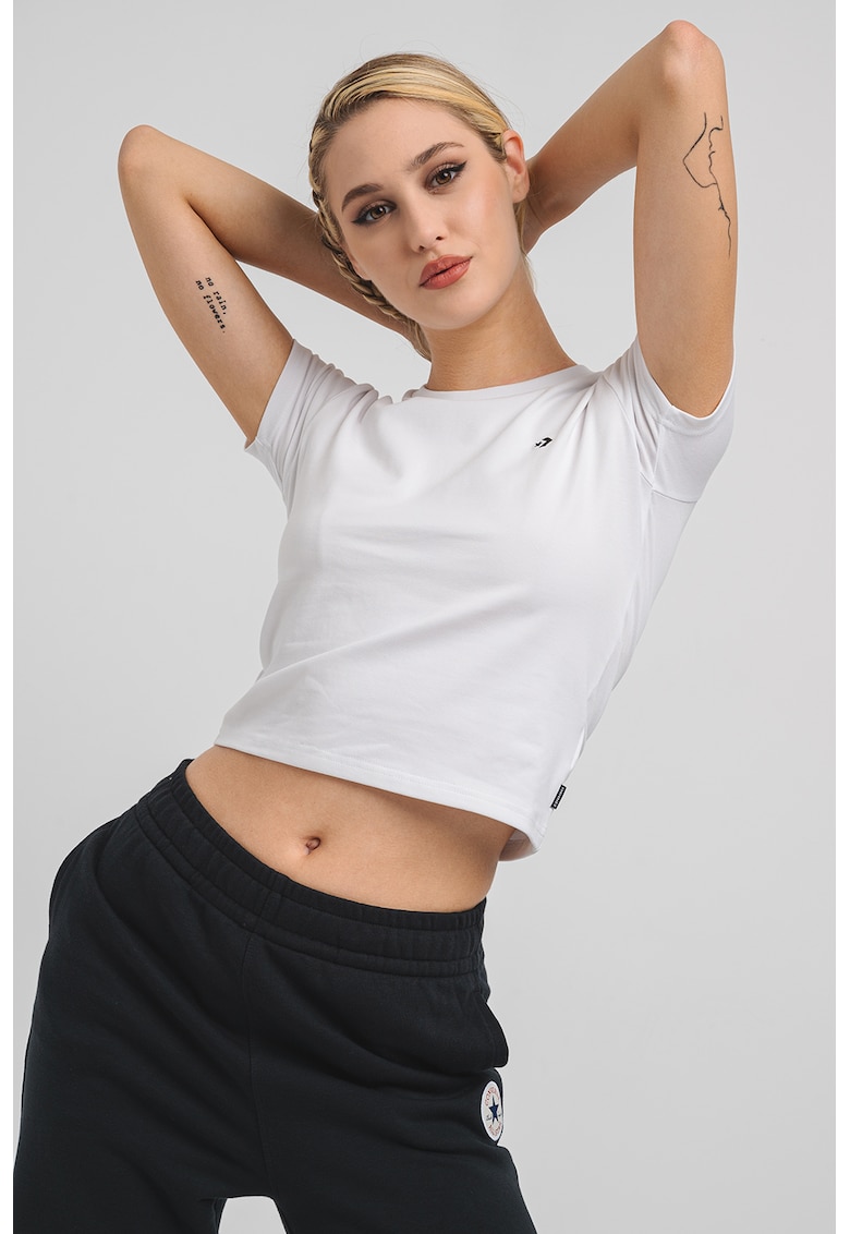 Tricou crop cu detaliu logo