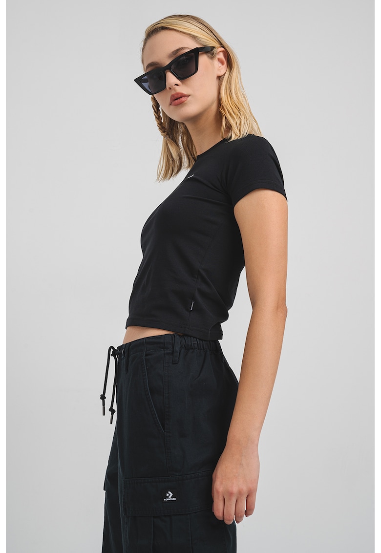 Tricou crop cu detaliu logo