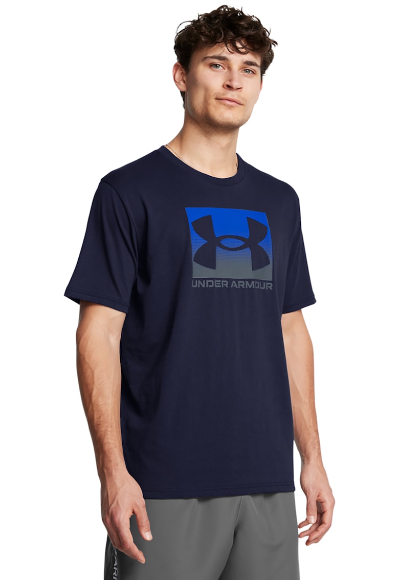 Tricou lejer cu logo Boxed - Albastru ultramarin