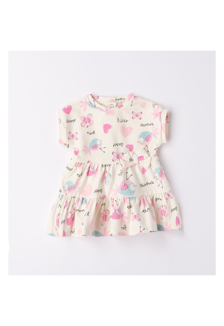 Rochie cu imprimeu pentru fete nou nascut - 4.6135 - Crem/Roz - Mov/Roz/Crem