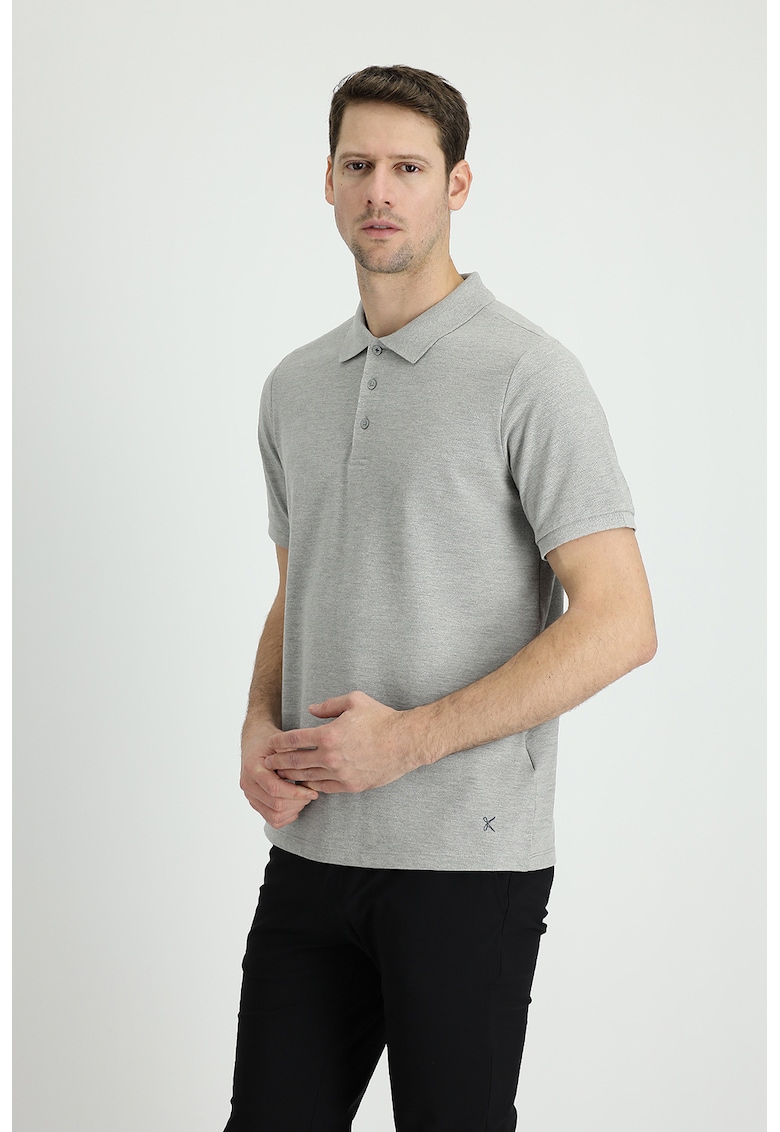 Tricou polo din bumbac cu model uni