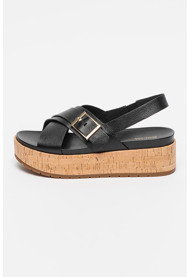 Sandale flatform din piele si piele ecologica Easton