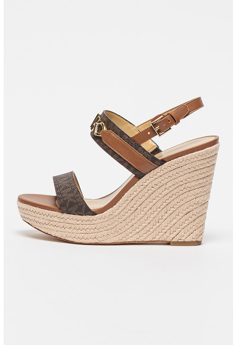 Sandale cu talpa wedge si logo metalic Reed