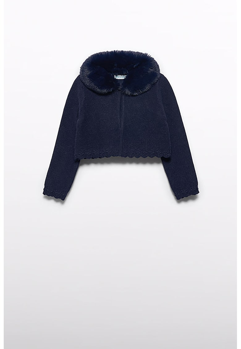 Pulover cu guler detasabil de blana sintetica Pulover cu guler detasabil de blana sintetica