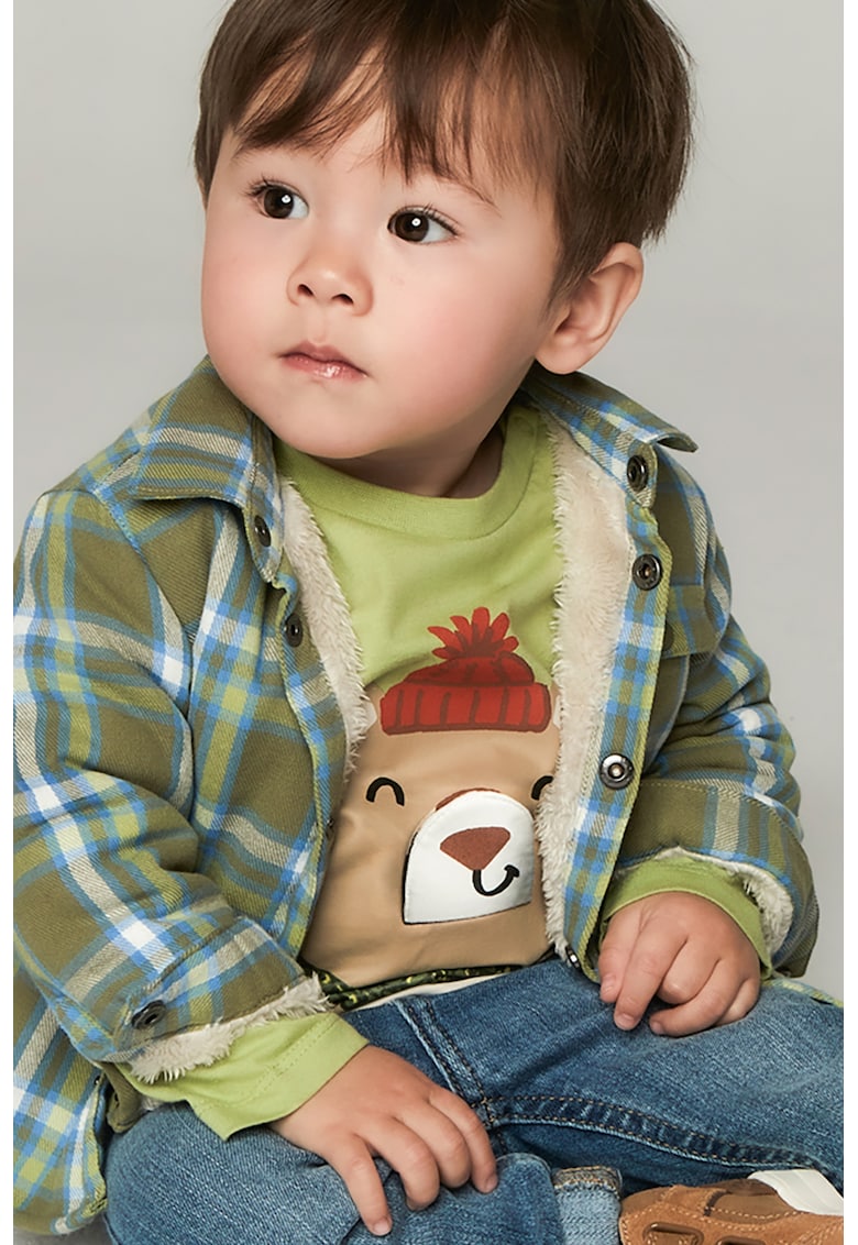 Bluza de bumbac cu imprimeu grafic - Verde fistic