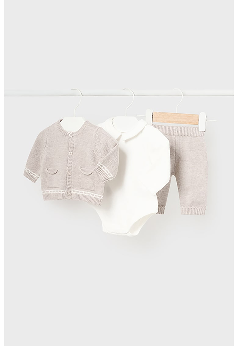 Set de cargdigan din amestec de lana - body si pantaloni - 3 piese