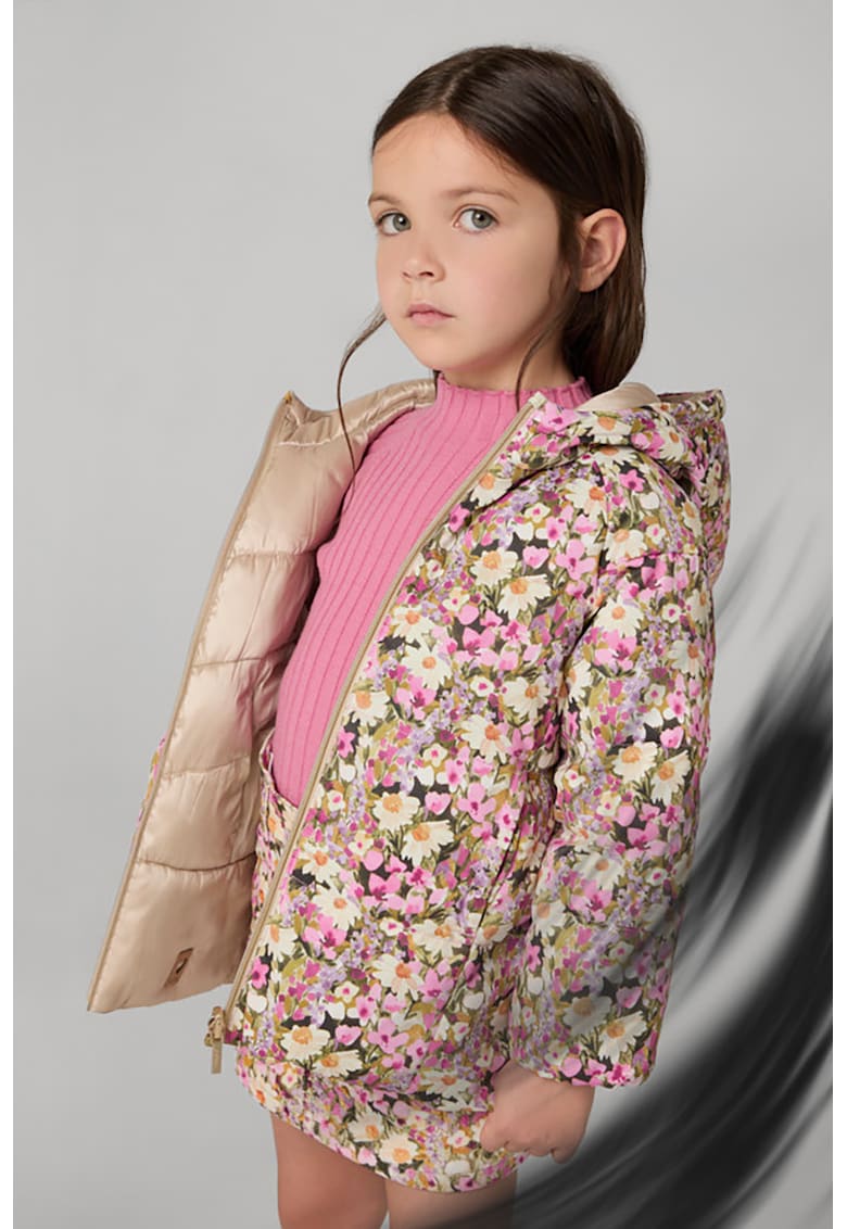 Geaca reverisibla cu gluga si imprimeu