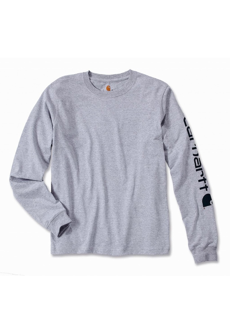 Bluza barbati gri cu maneca lunga cu logo bumbac - Gri