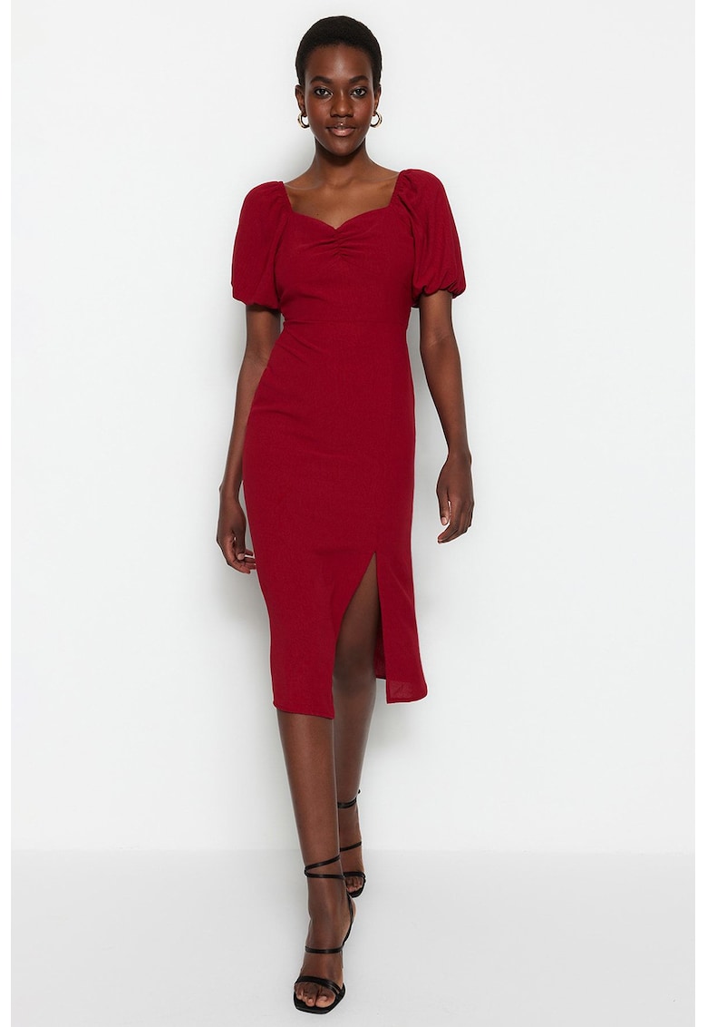 Rochie midi cu maneci bufante