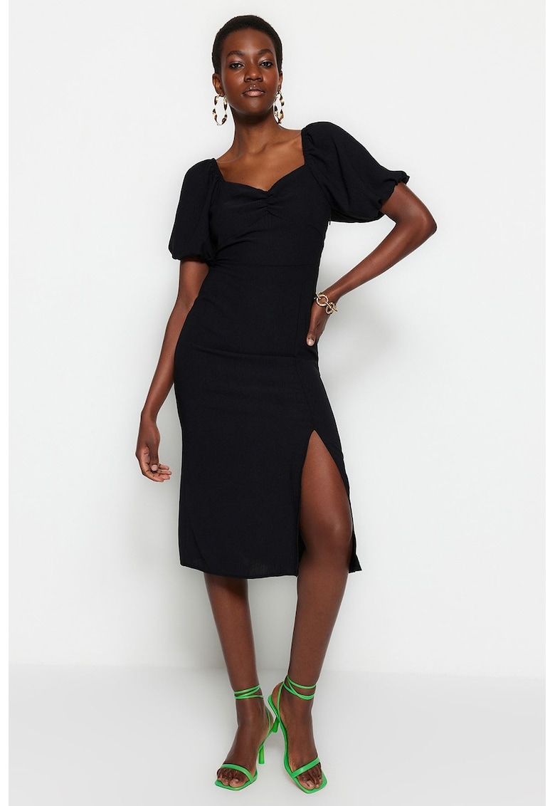 Rochie midi cu maneci bufante